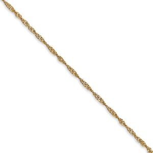 1.3mm 14k Yellow Gold Diamond Cut Singapore Chain Necklace, 16 Inch